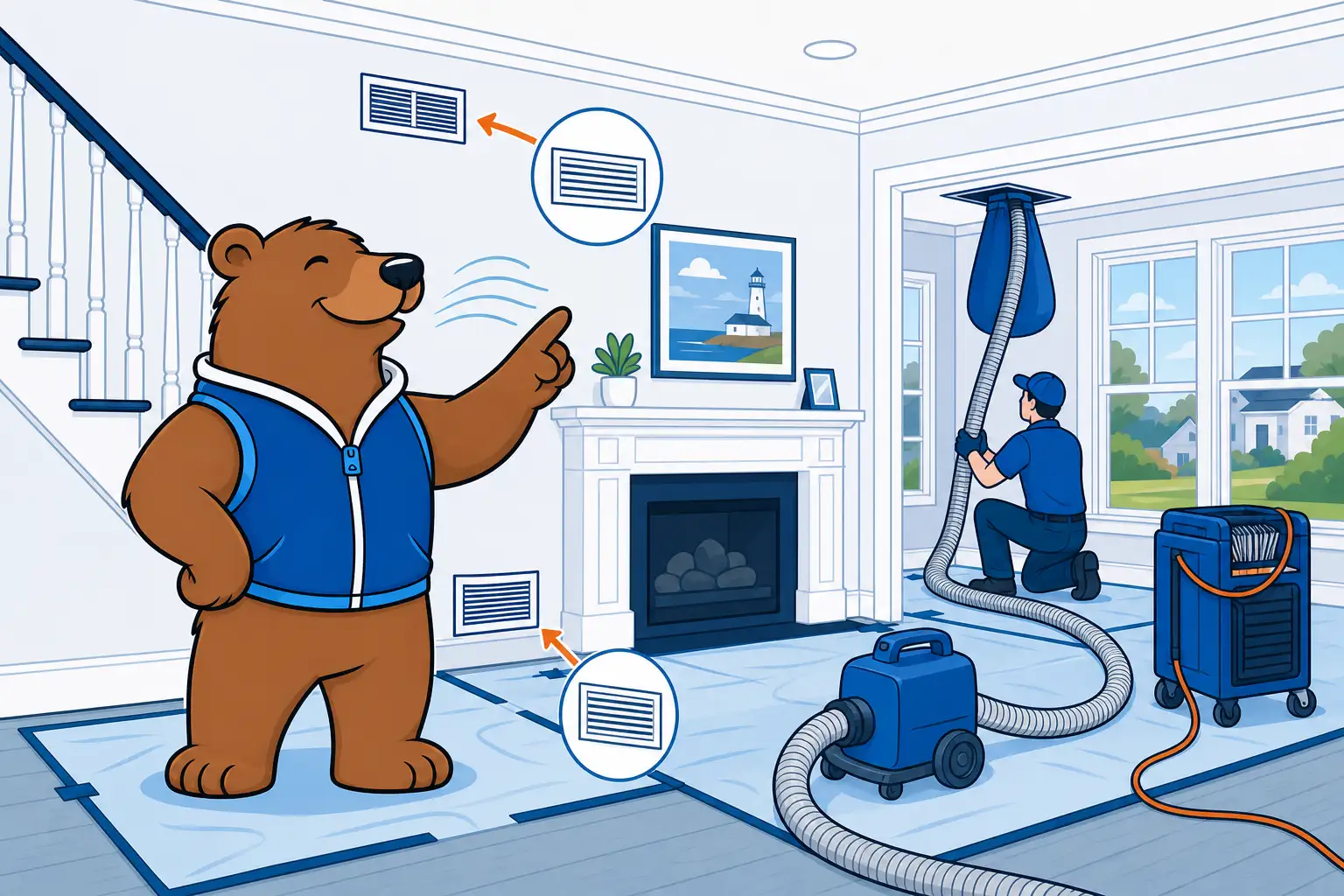 Guide showing the professional duct cleaning process Long Island homeowners can expect during a service visit