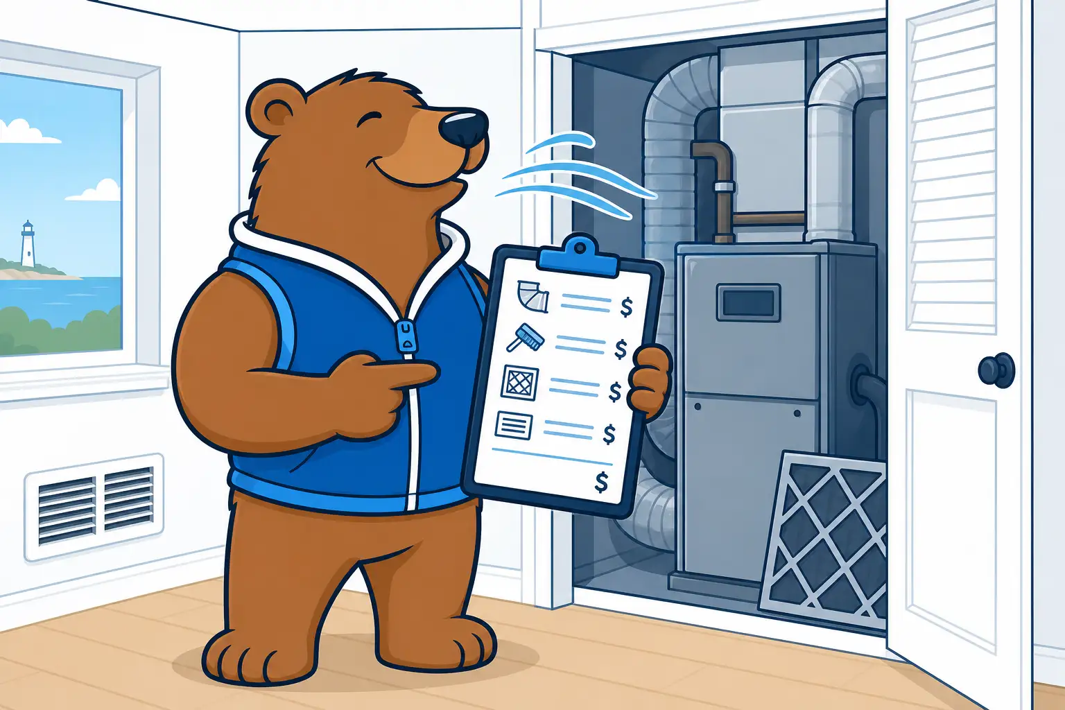 Homeowner reviewing why do duct cleaning quotes vary beside an HVAC quote checklist on Long Island
