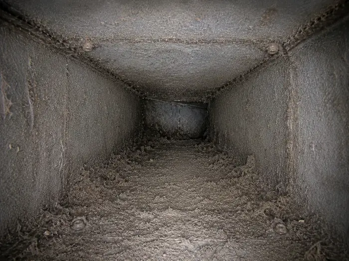 Air duct interior before cleaning